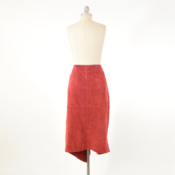 ❌SOLD❌NWT ASOS Red Suede Leather Midi Pencil Skirt - Picture 4 of 7
